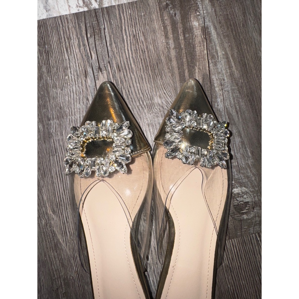 J Brand Gold Mules with Crystal Embellishment - Picture 4 of 6